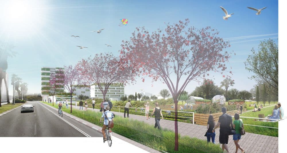 מרחב חקלאי עירוני – רחוב המלאכה בעתיד_ – הדמיה גלעד-שיף אדריכלות