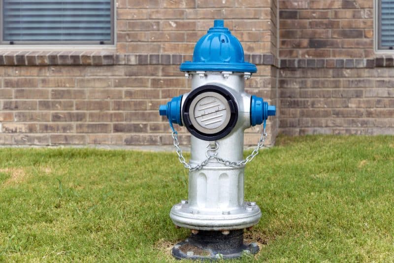 grey-blue-fire-hydrant-grass-int-he-yard-residential-complex