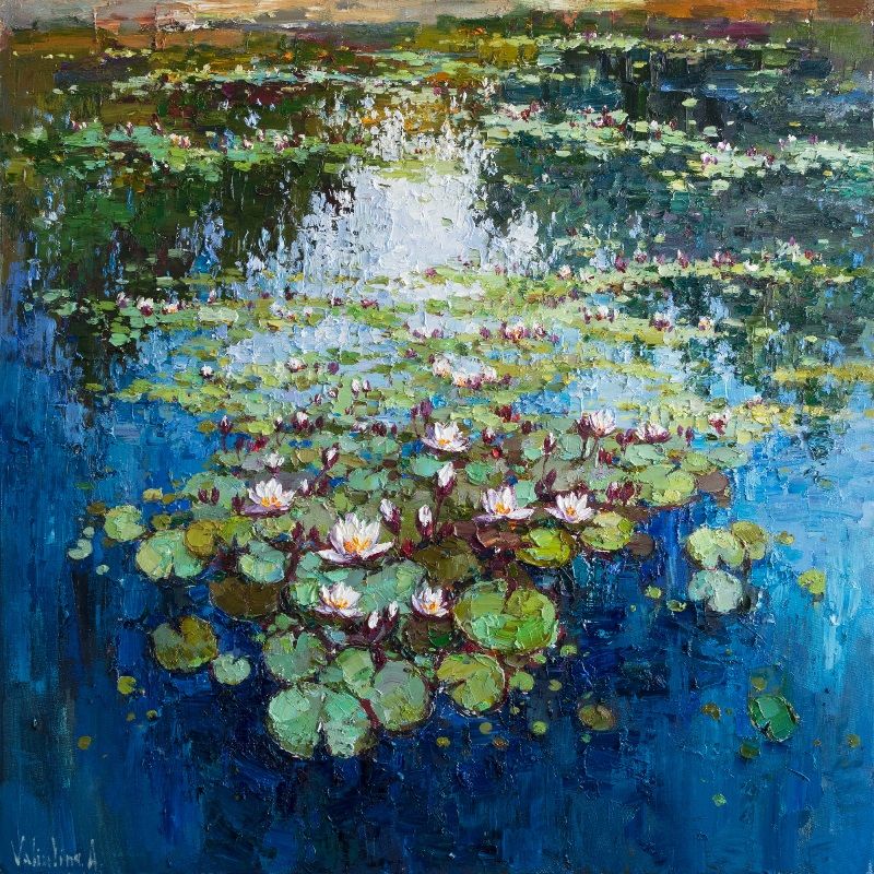 water_lilies_original_oil_impasto_painting_by_valiulina_87_01 אנסטסיה ואליולין